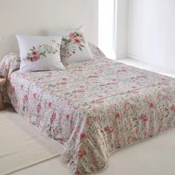 Gematelasseerde bedsprei Eglantine, met bloemenprint