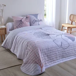 Gematelasseerde bedsprei met ginkgoprint