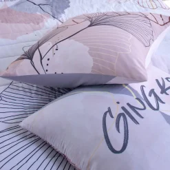 Gematelasseerde bedsprei met ginkgoprint
