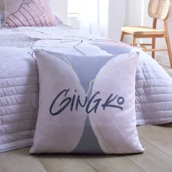 Gematelasseerde bedsprei met ginkgoprint