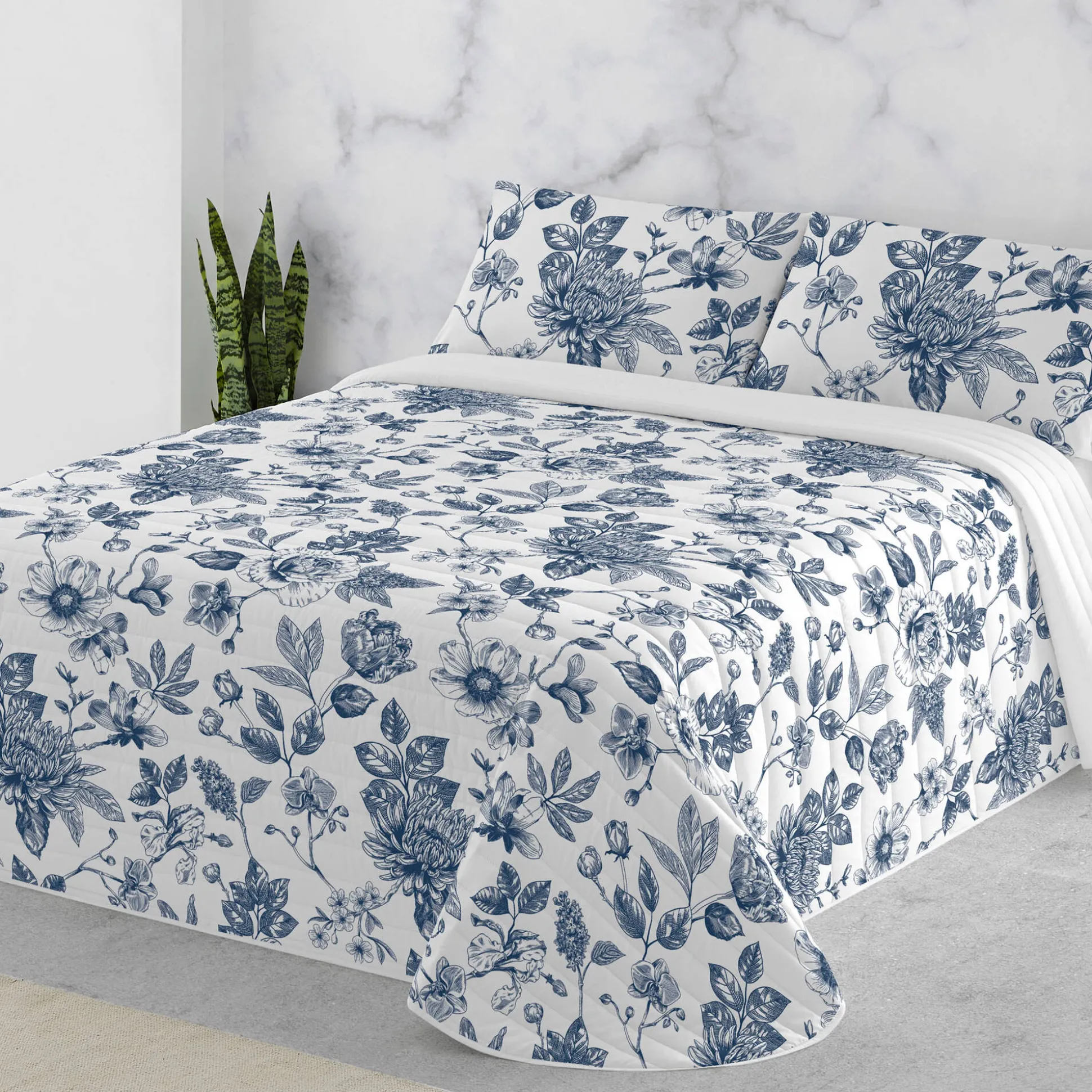Gematelasseerde besprei met print Mona