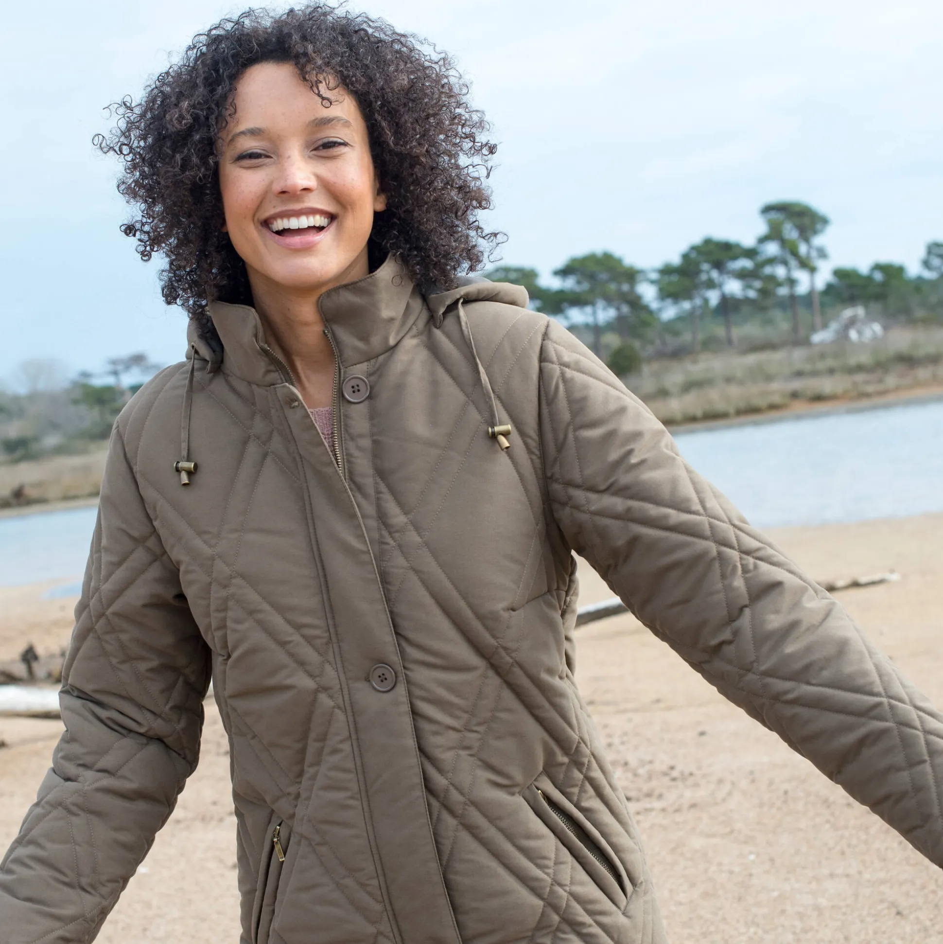 Gematelasseerde parka in microvezel