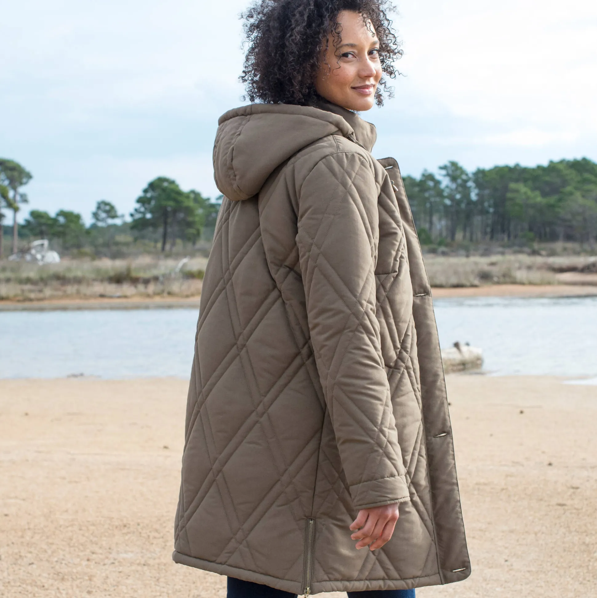 Gematelasseerde parka in microvezel