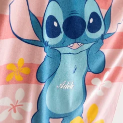 Gepersonaliseerd kinderbadlaken Stitch®, katoenen velours en badstof - 320g/m²