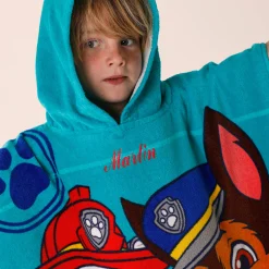 Gepersonaliseerde kinderbadponcho Paw Patrol®, katoenen badstof en velours - 320g/m²