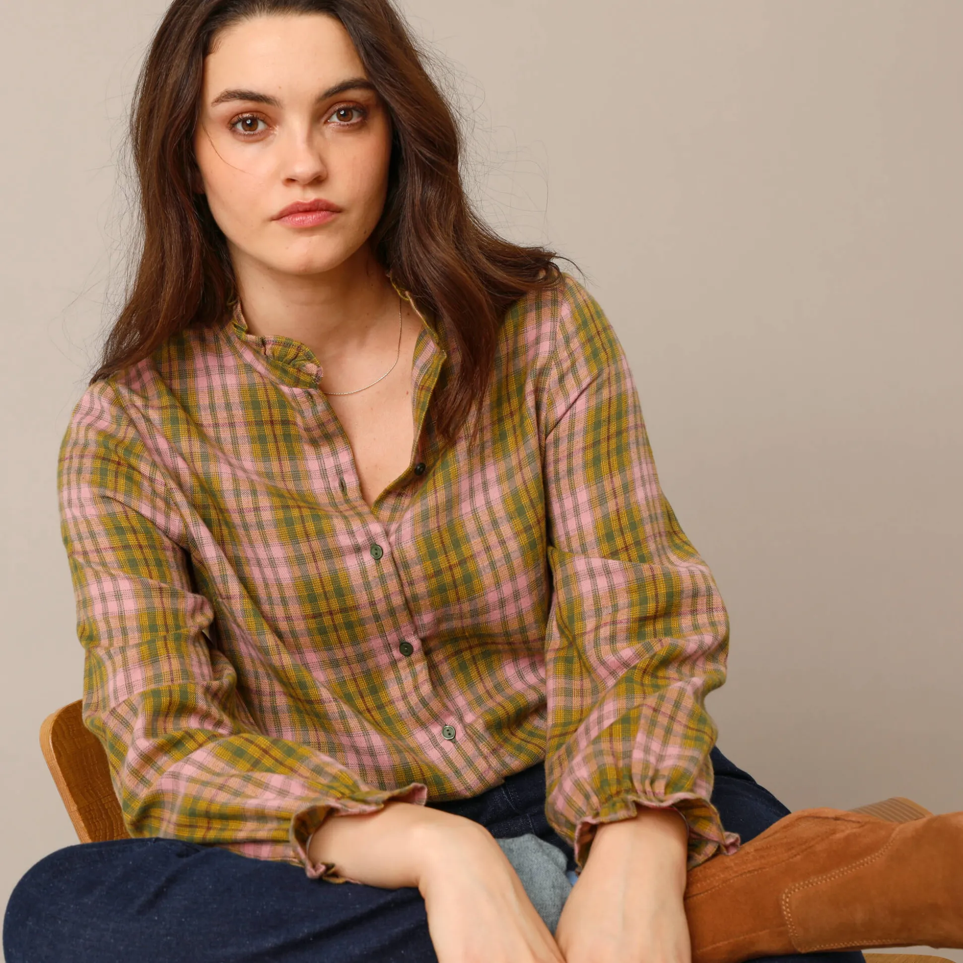 Geruite blouse, flanel