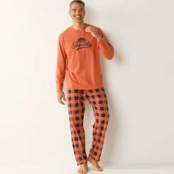 Geruite pyjama in katoen met lange mouwen