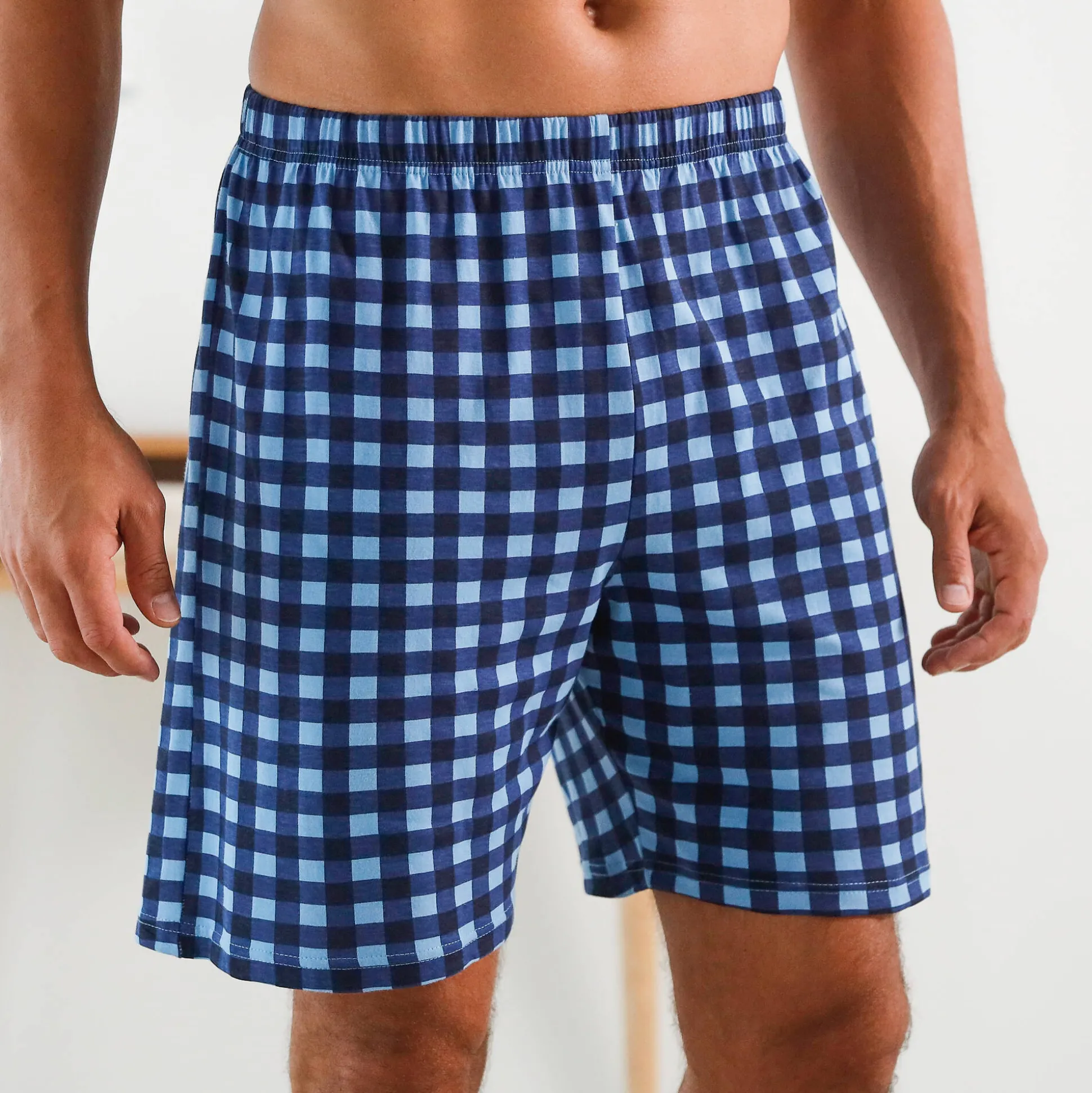 Geruite pyjamashort, katoen