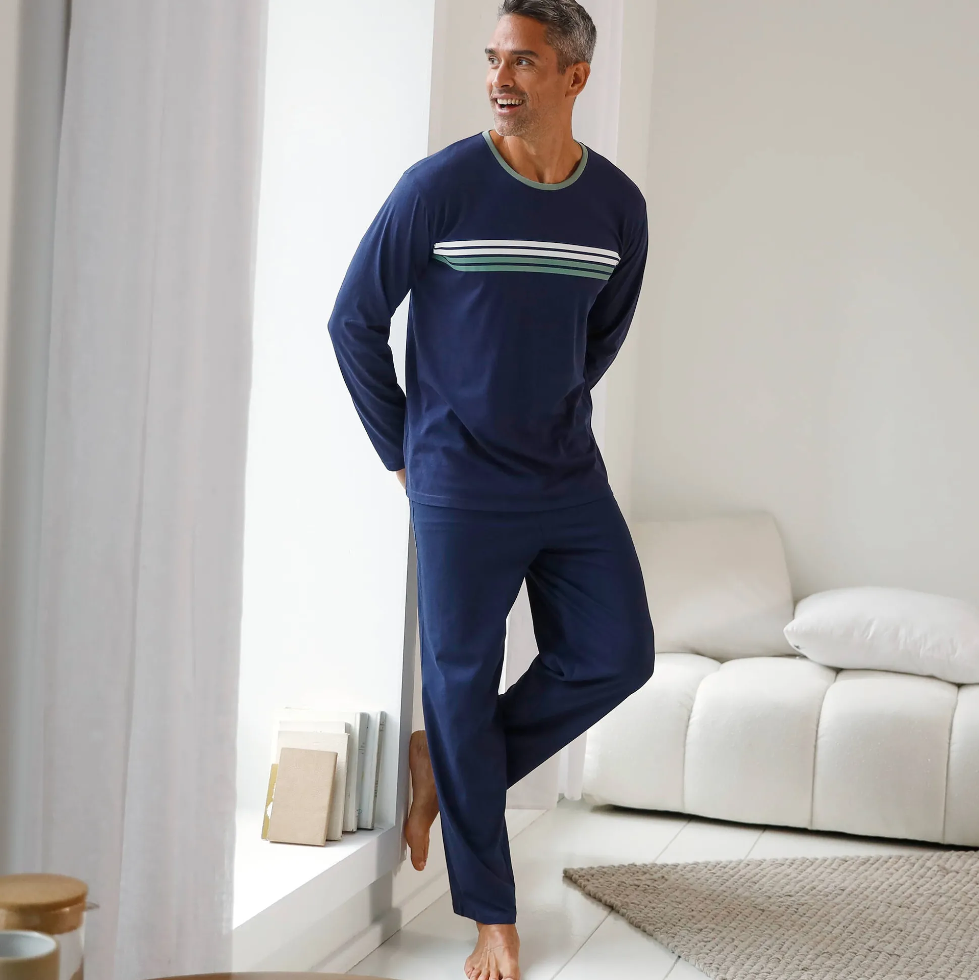 Gestreept pyjamashirt met lange mouwen