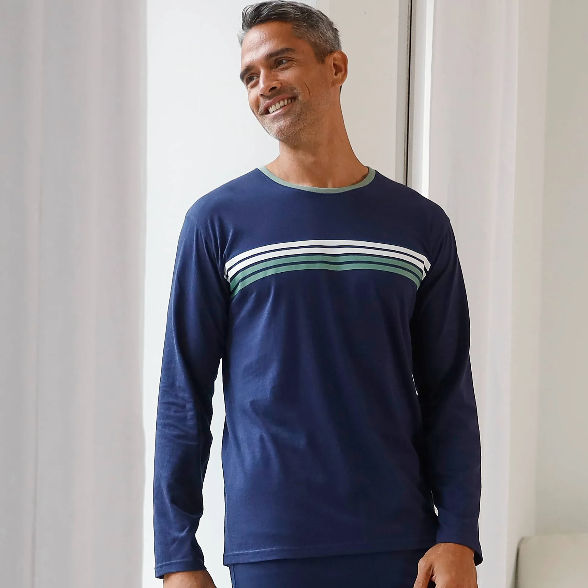 Gestreept pyjamashirt met lange mouwen