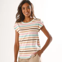 Gestreept T-shirt met knoopdetail in jerseytricot