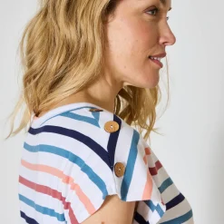 Gestreept T-shirt met knoopdetail in jerseytricot