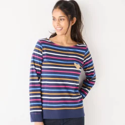 Gestreept T-shirt met lange mouwen, goudkleurig hartje