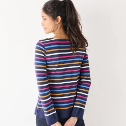 Gestreept T-shirt met lange mouwen, goudkleurig hartje
