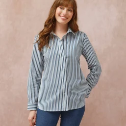 Gestreepte bloes met knoopsluiting