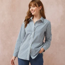 Gestreepte bloes met knoopsluiting