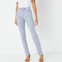 Gestreepte broek in recht model, voor kleine gestaltes