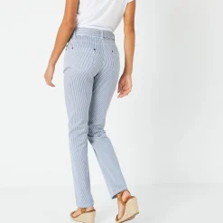 Gestreepte broek in recht model, voor kleine gestaltes