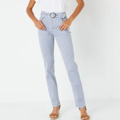 Gestreepte broek in recht model, voor kleine gestaltes