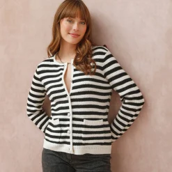 Gestreepte cardigan in fantasietricot