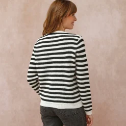 Gestreepte cardigan in fantasietricot