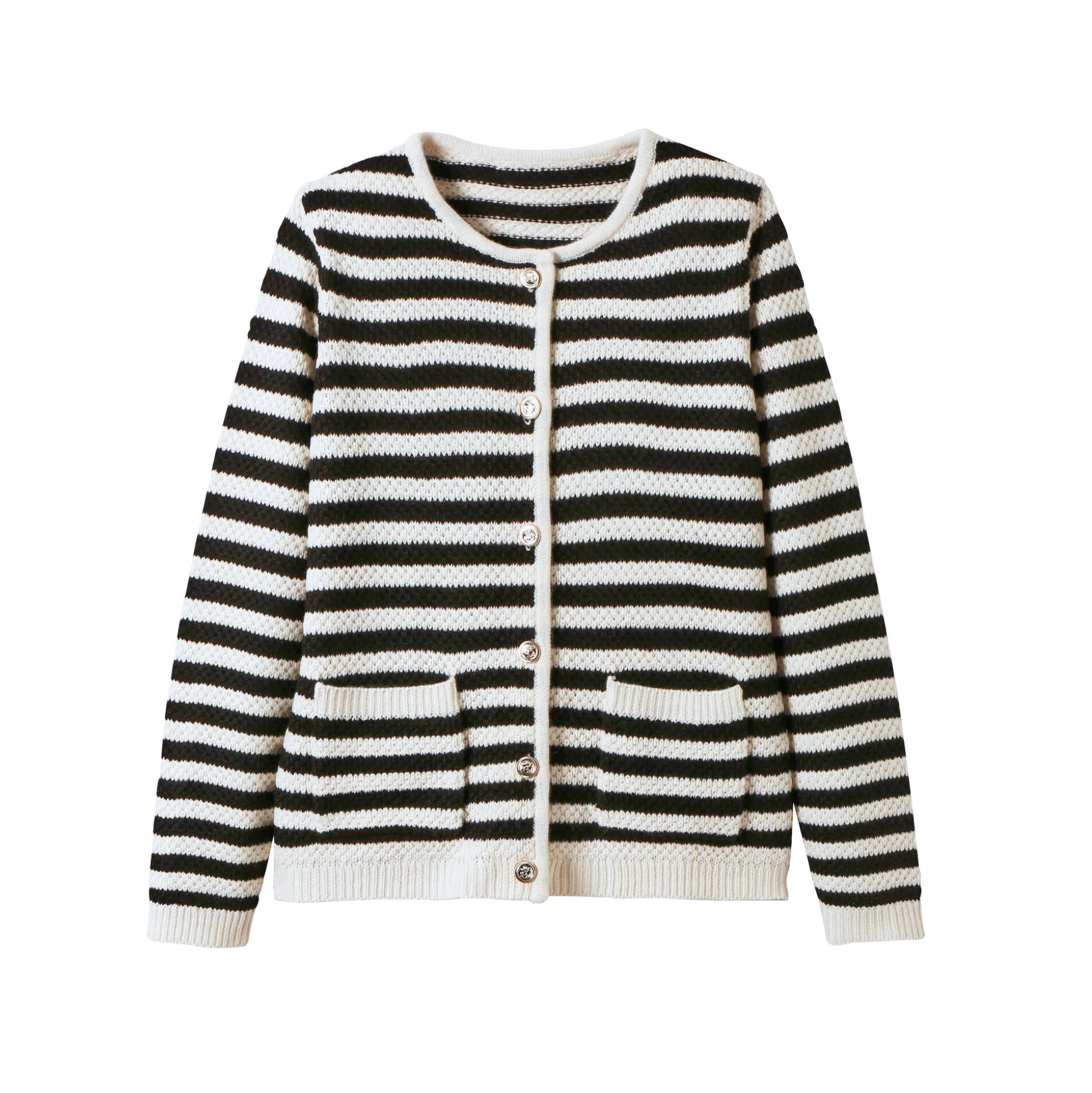 Gestreepte cardigan in fantasietricot