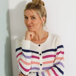 Gestreepte cardigan met knopen