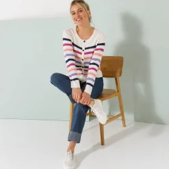 Gestreepte cardigan met knopen