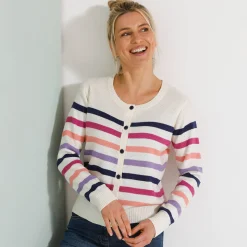 Gestreepte cardigan met knopen