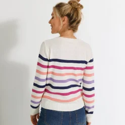 Gestreepte cardigan met knopen