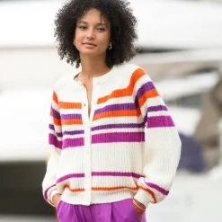 Gestreepte cardigan met knoopsluiting
