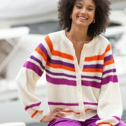 Gestreepte cardigan met knoopsluiting