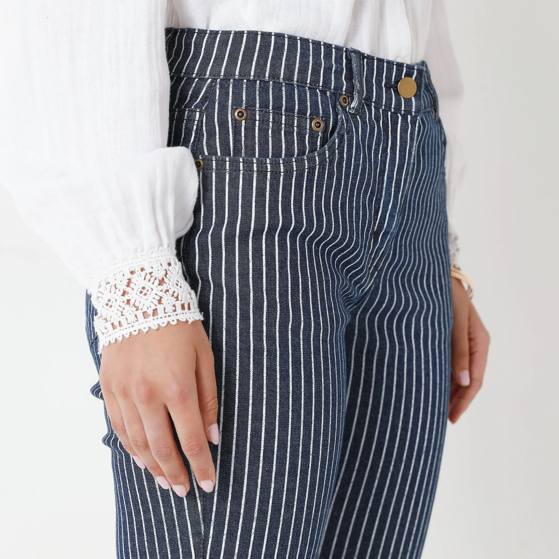 Gestreepte 7/8-jeans