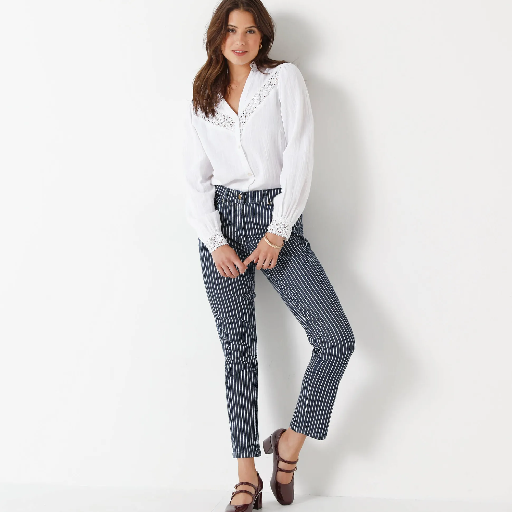 Gestreepte 7/8-jeans