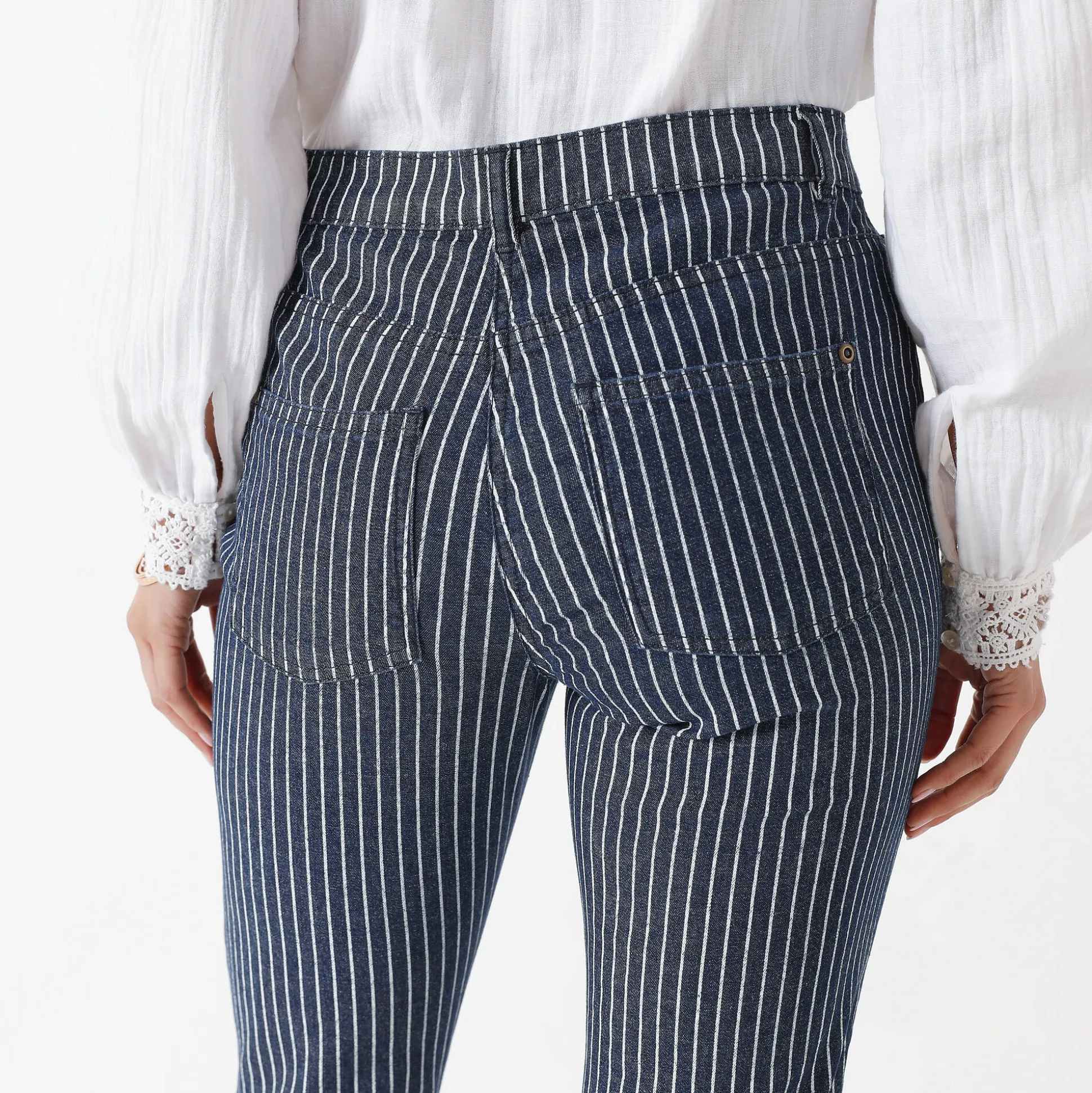 Gestreepte 7/8-jeans