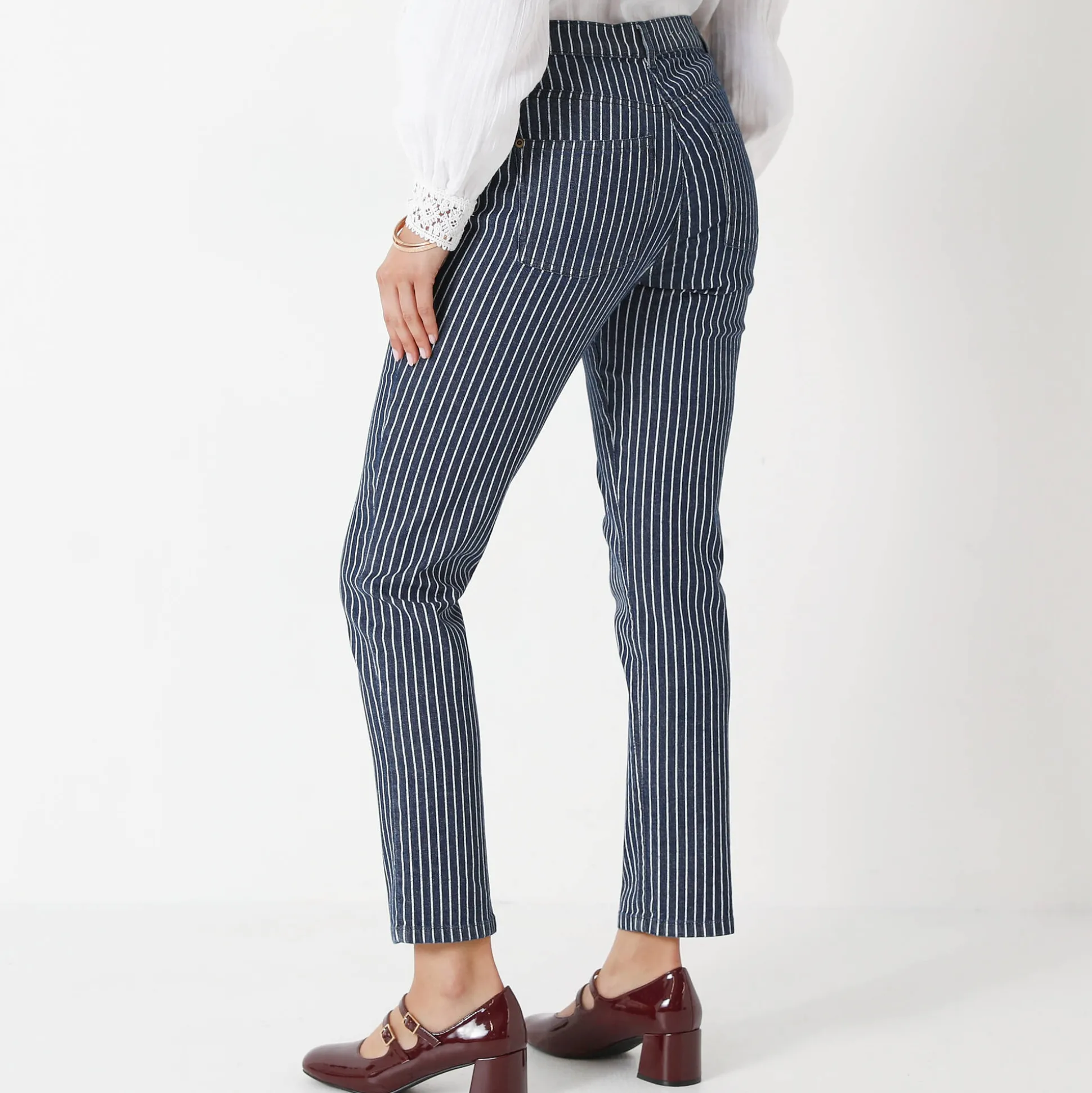 Gestreepte 7/8-jeans