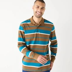 Gestreepte polo in piquétricot, lange mouwen