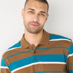 Gestreepte polo in piquétricot, lange mouwen