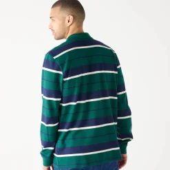 Gestreepte polo in piquétricot, lange mouwen