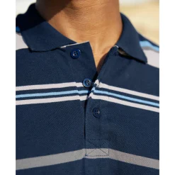 Gestreepte poloin piquétricot, korte mouwen