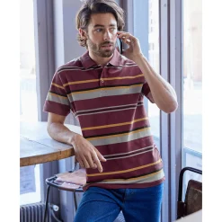 Gestreepte poloin piquétricot, korte mouwen