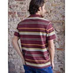 Gestreepte poloin piquétricot, korte mouwen