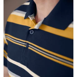 Gestreepte poloin piquétricot, korte mouwen