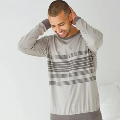 Gestreepte pyjama in katoen met lange mouwen