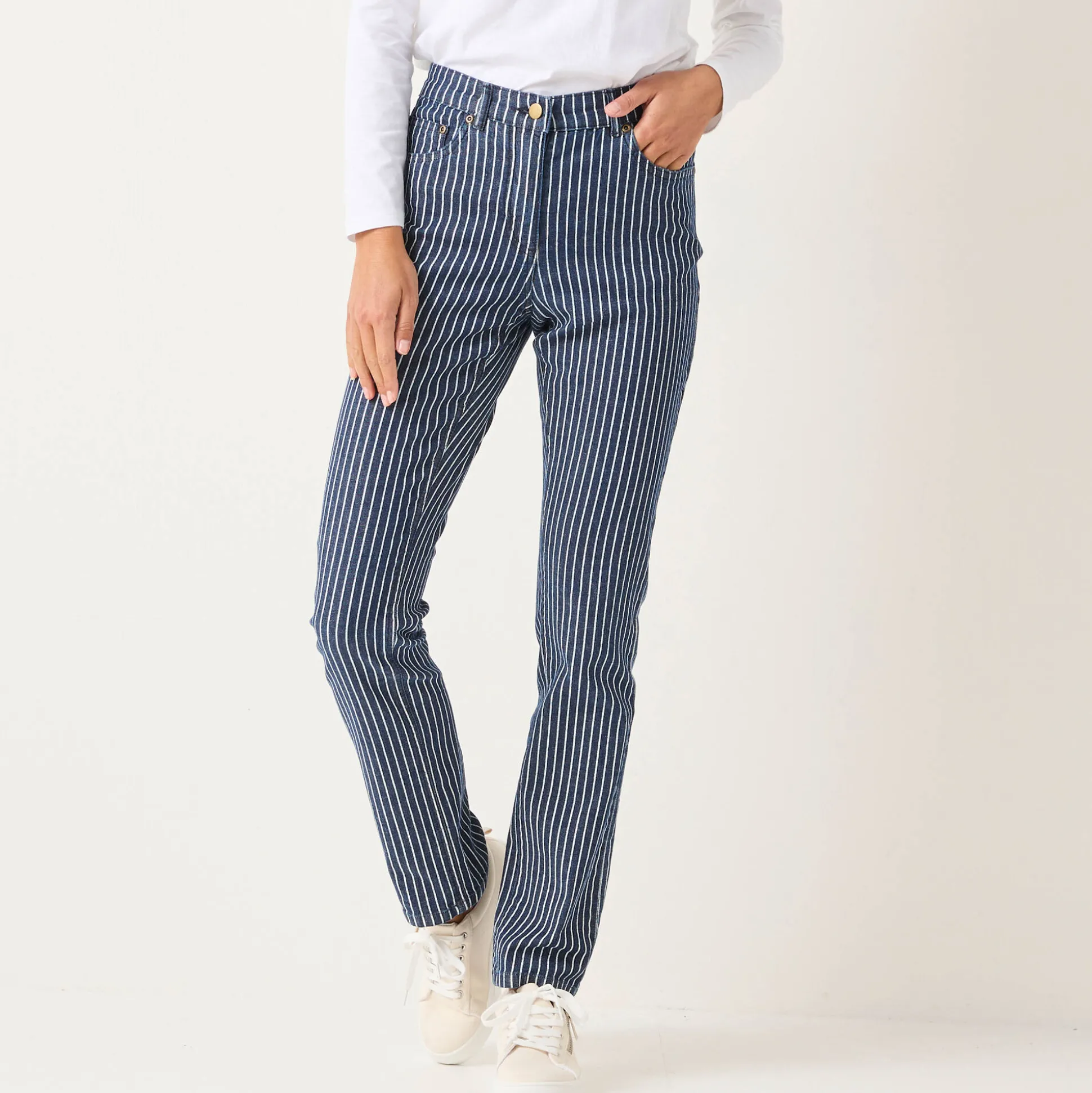 Gestreepte rechte jeans