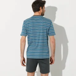 Gestreepte shortama met Tunesische hals