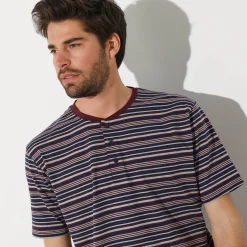 Gestreepte shortama met Tunesische hals