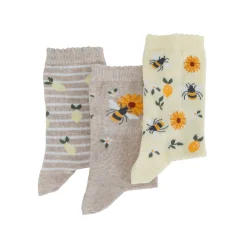Gestreepte sokken met bijenmotieven - set van 3 paar