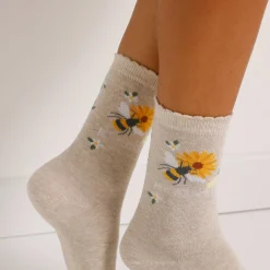 Gestreepte sokken met bijenmotieven - set van 3 paar