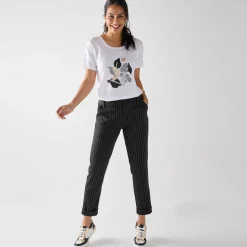 Gestreepte tapered 7/8-broek